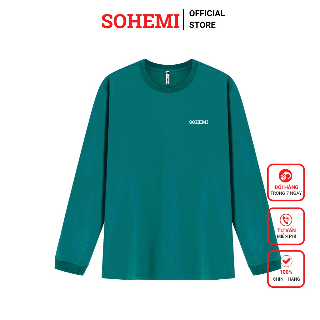 Áo thun nam DÀI TAY ATD02 in logo SOHEMI chữ nhỏ Cotton Compact Premium chống nhăn thương hiệu SOHEMI