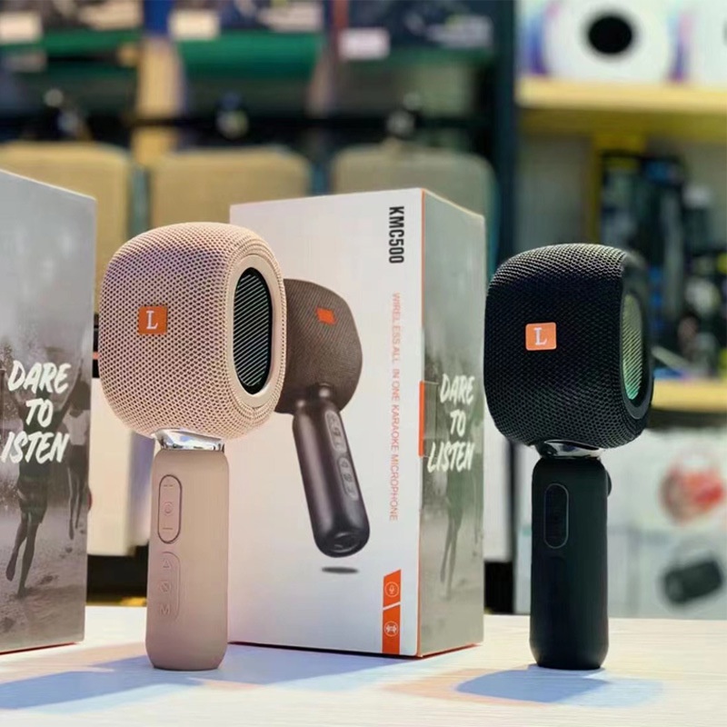 Micro Hát Karaoke Bluetooth Floveme L KMC500 - Phiên Bản Kèm Loa Cao Cấp - Công Suất 12W - Âm Thanh Trong Trẻo