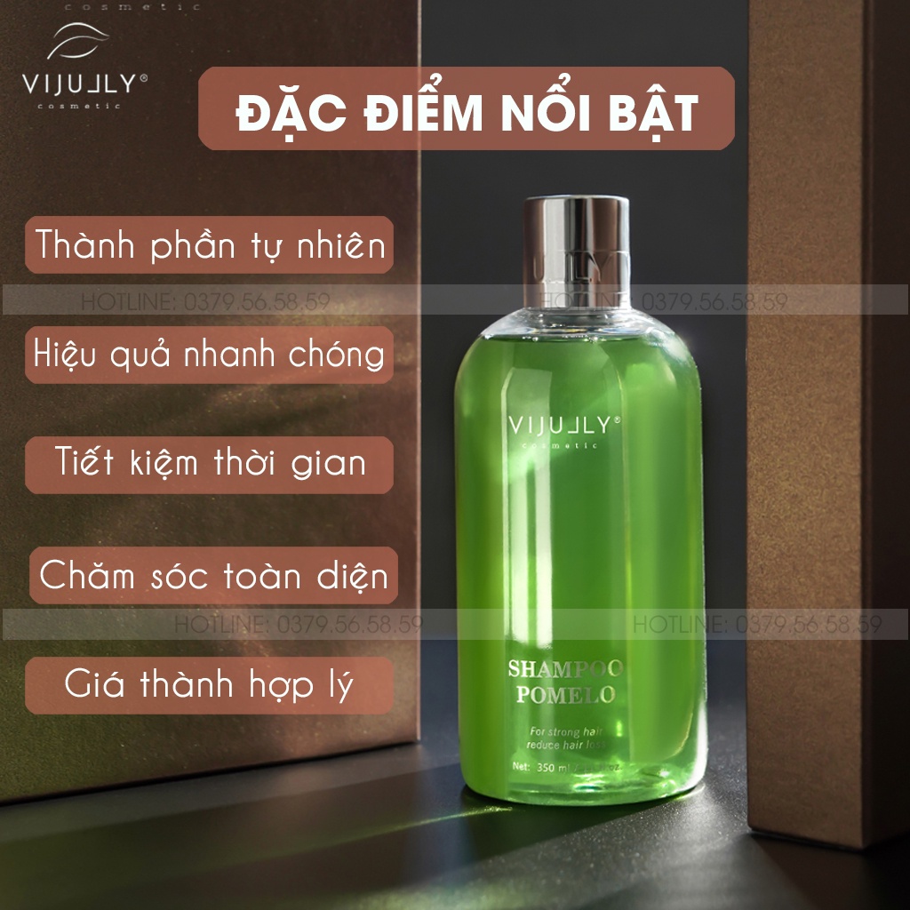 Dầu Gội Bưởi Vijully Ngăn Gãy Rụng, Làm Dày Tóc Dành Cho Da Đầu Nhờn 350ml