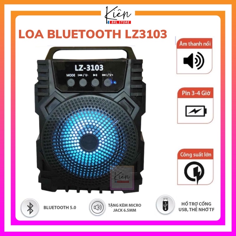 Loa Bluetooth LZ3103 ,Loa Bluetooth Mini Âm Thanh Sống Động,Pin Trâu,Có Khe Cắm Thẻ Nhớ ,USB - Dễ Dàng Mang Theo