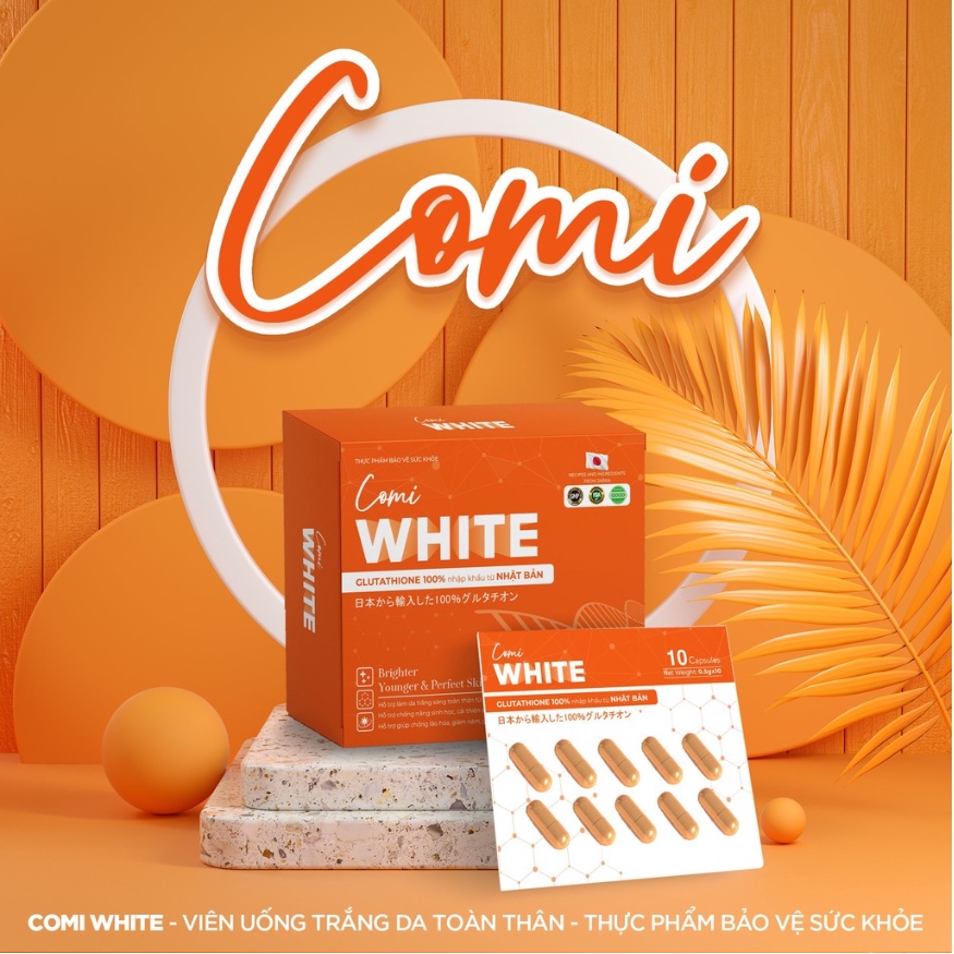 Viên uống trắng da COMI WHITE, viên uống sáng da công nghệ Nhật hỗ trợ hết nám sạm thâm mua 2 tặng 1