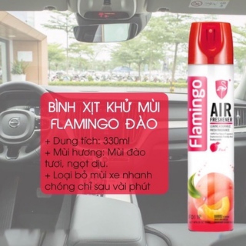 Nước hoa xịt khử mùi hôi xe oto chiết xuất 100% gồm 6 mùi hương thơm từ thiên nhiên Flamingo F011 330ml