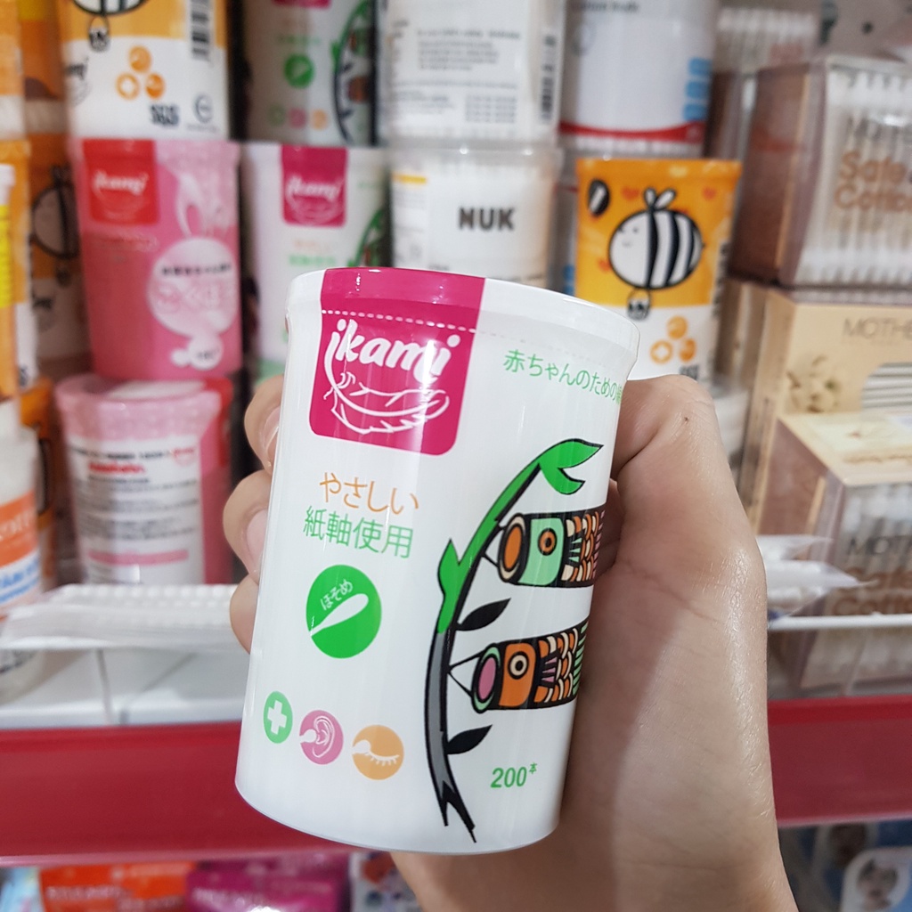 Tăm bông IKami Nhật Bản đầu xoắn- đầu thường- đầu nhỏ sơ sinh cho trẻ từ 0m+