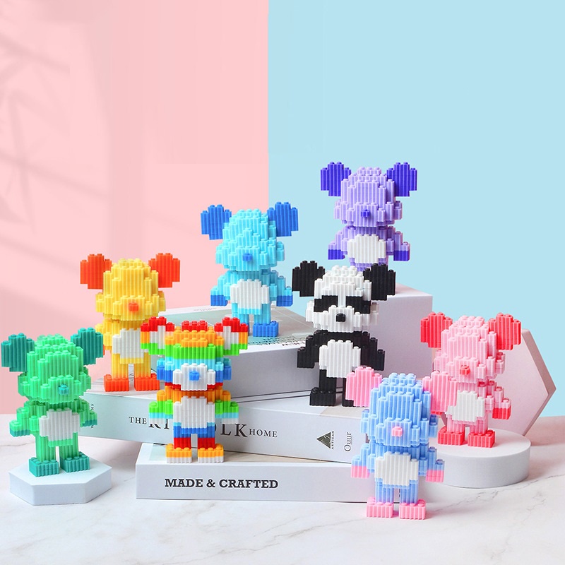 Mô hình lắp ráp mini các nhân vật hoạt hình BearBrick, Marvel, Luffi, Stitch... dễ thương cho bé