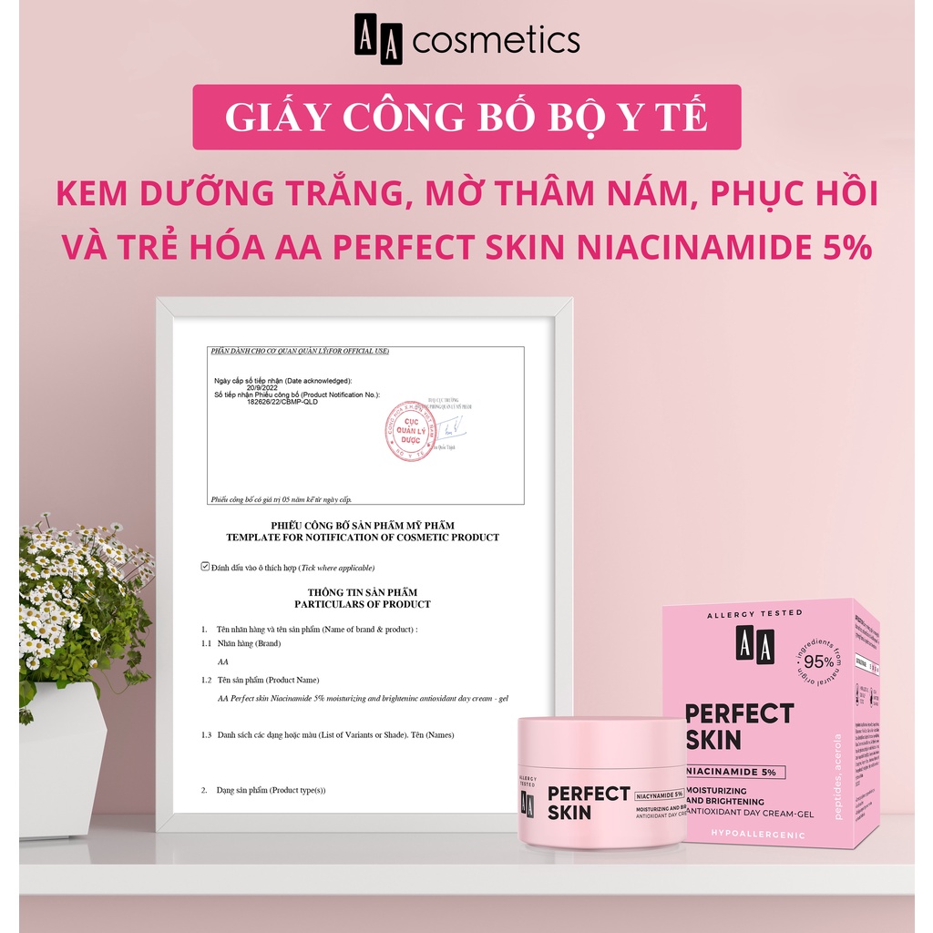 Kem làm đẹp da AA Cosmetics Perfect Skin Niacinamide 5% lọ 50ml