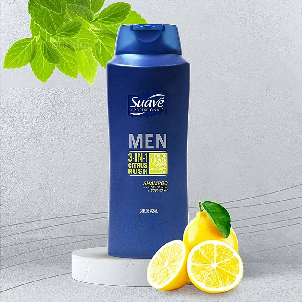 Dầu gội nam Suave Professionals Men 3in1 Citrus Rush 828ml, Sữa tắm gội xả dành cho nam