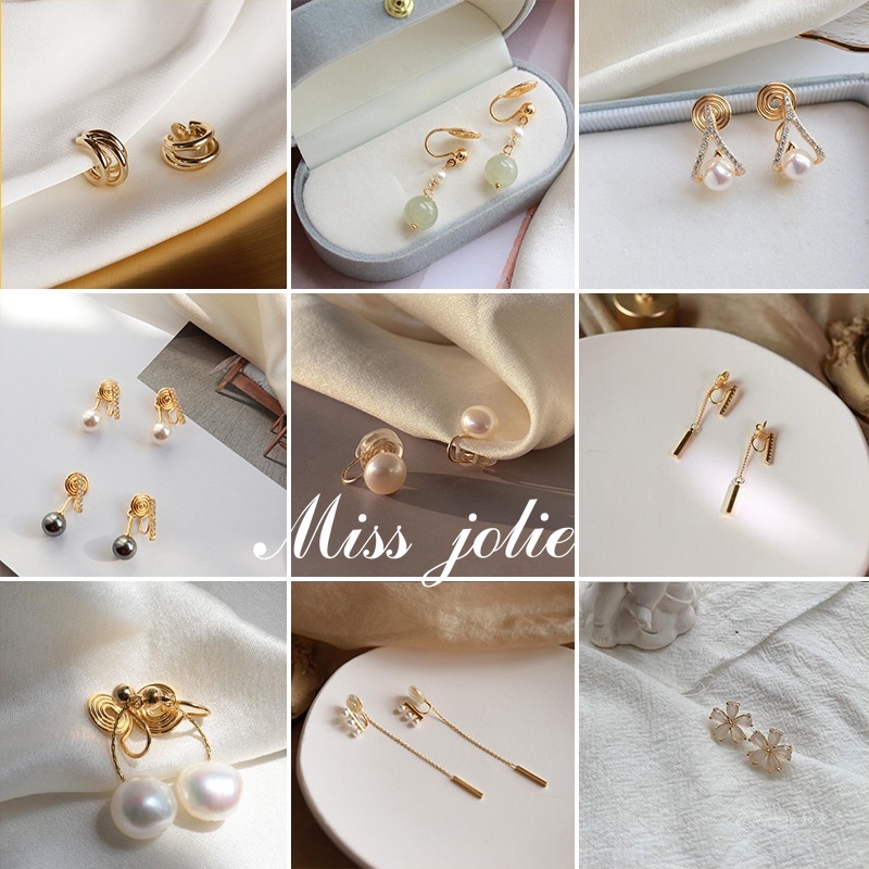 ✨Miss Jolie✨ (1-27)#)Hoa Tai Hàn Quốc Bông tai dạng kẹp không xỏ lỗ Không đục lỗ tai Hoa Tai Ngọc Trai Phụ nữ Tính khí tinh tế Ear Clip