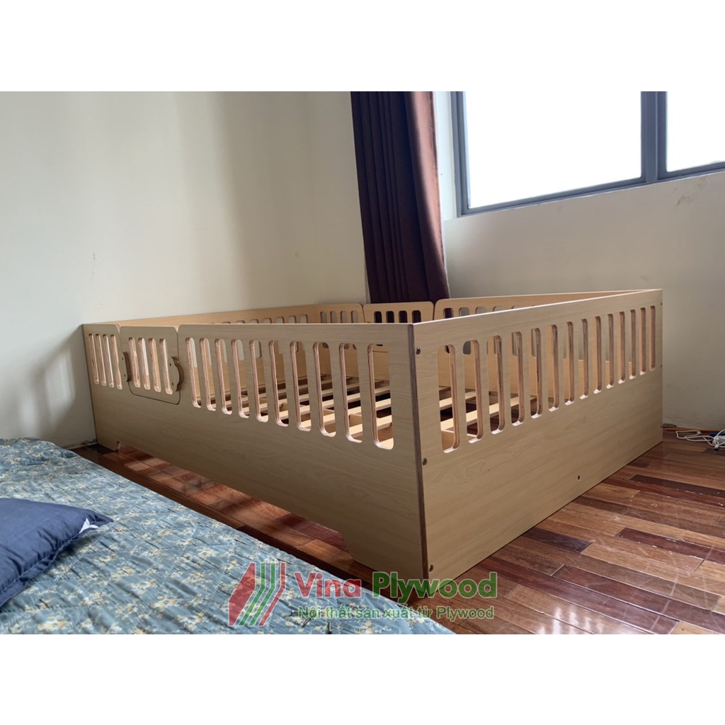 Giường cũi trẻ em chất liệu plywood phủ melamin an toàn với trẻ em
