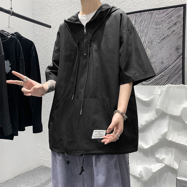 Áo Hoodie Ngắn Tay Dáng Rộng Thời Trang Mùa Hè Dành Cho Nam