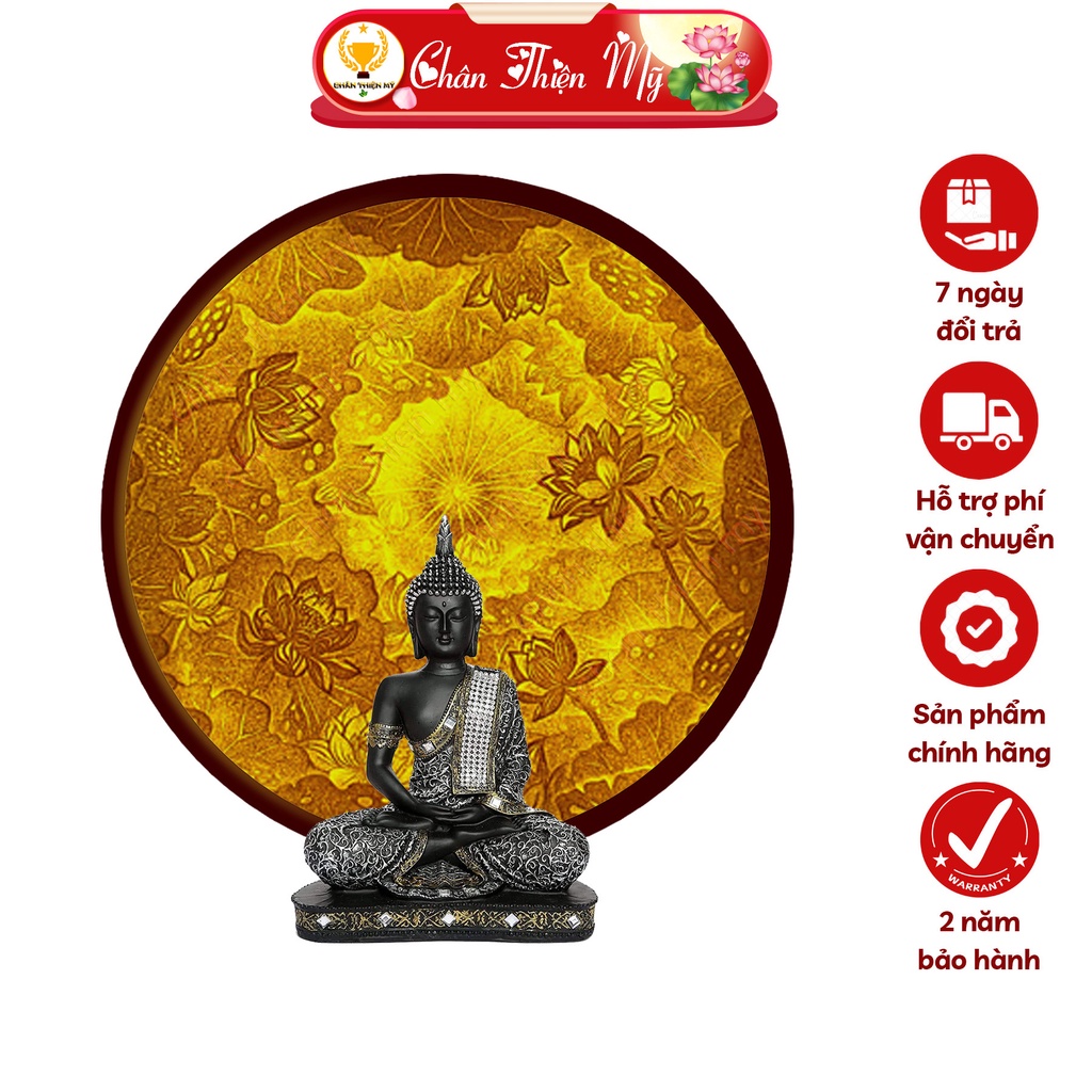 Đèn Hào Quang Hoa Sen In Tranh Trúc Chỉ CHÂN THIỆN MỸ, Tranh Treo Phòng Thờ, Trang Trí Tượng Phật TC-HQ-45