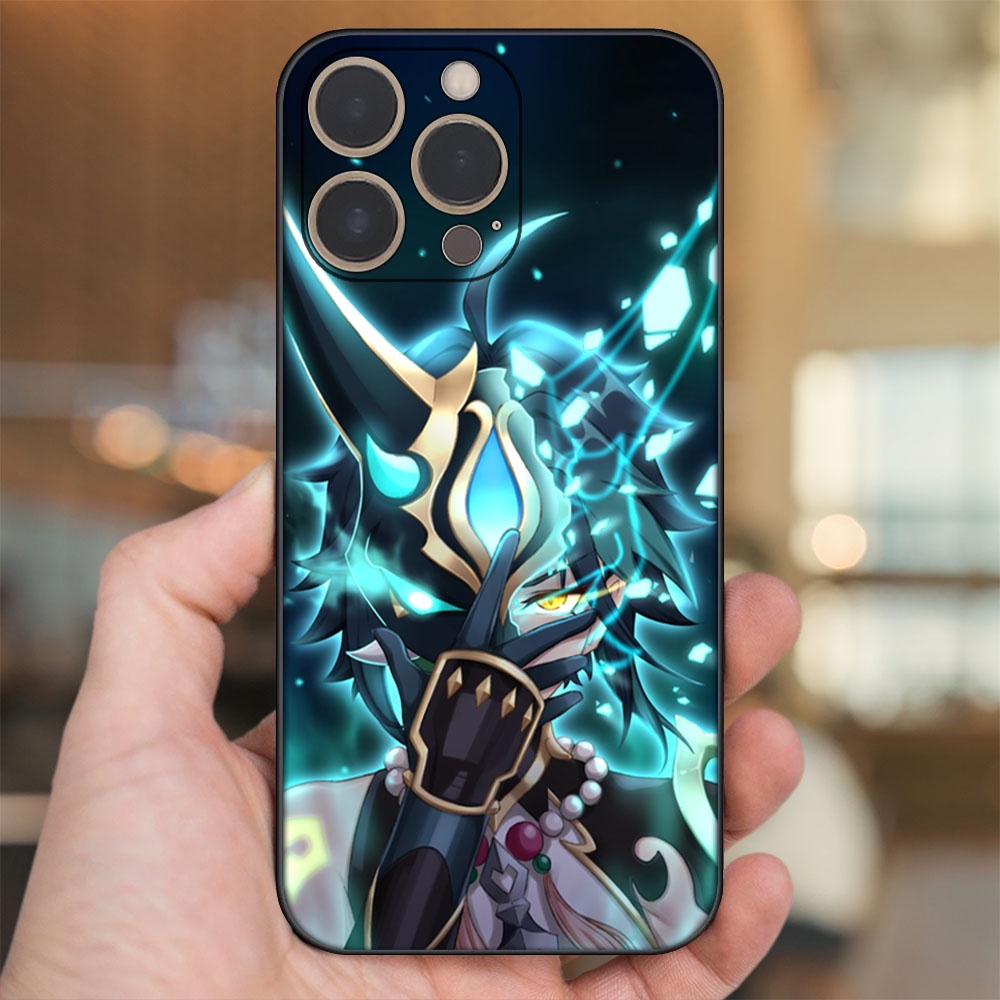 Ốp lưng iPhone 14 Pro dẻo đen cạnh vuông in hình Xiao Genshin Impact