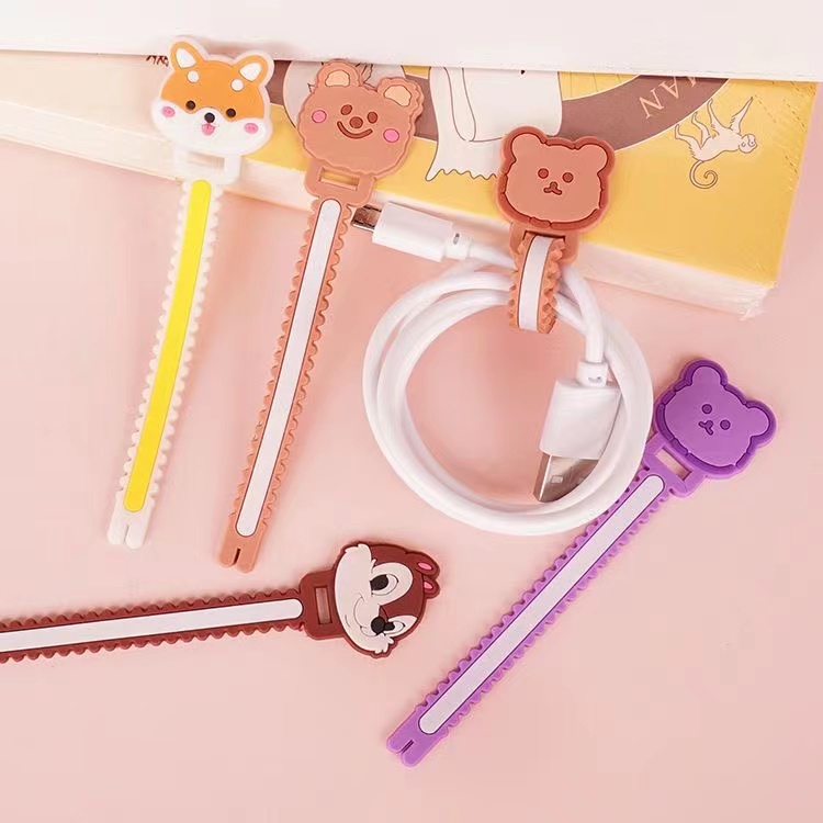 💫Mua 10 tặng 2💫Thiết Bị Quấn Dây Cáp Sạc Điện Thoại Di Động Hình Hoạt Hình Sáng Tạo Dễ Thương Kèm Hộp Đựng