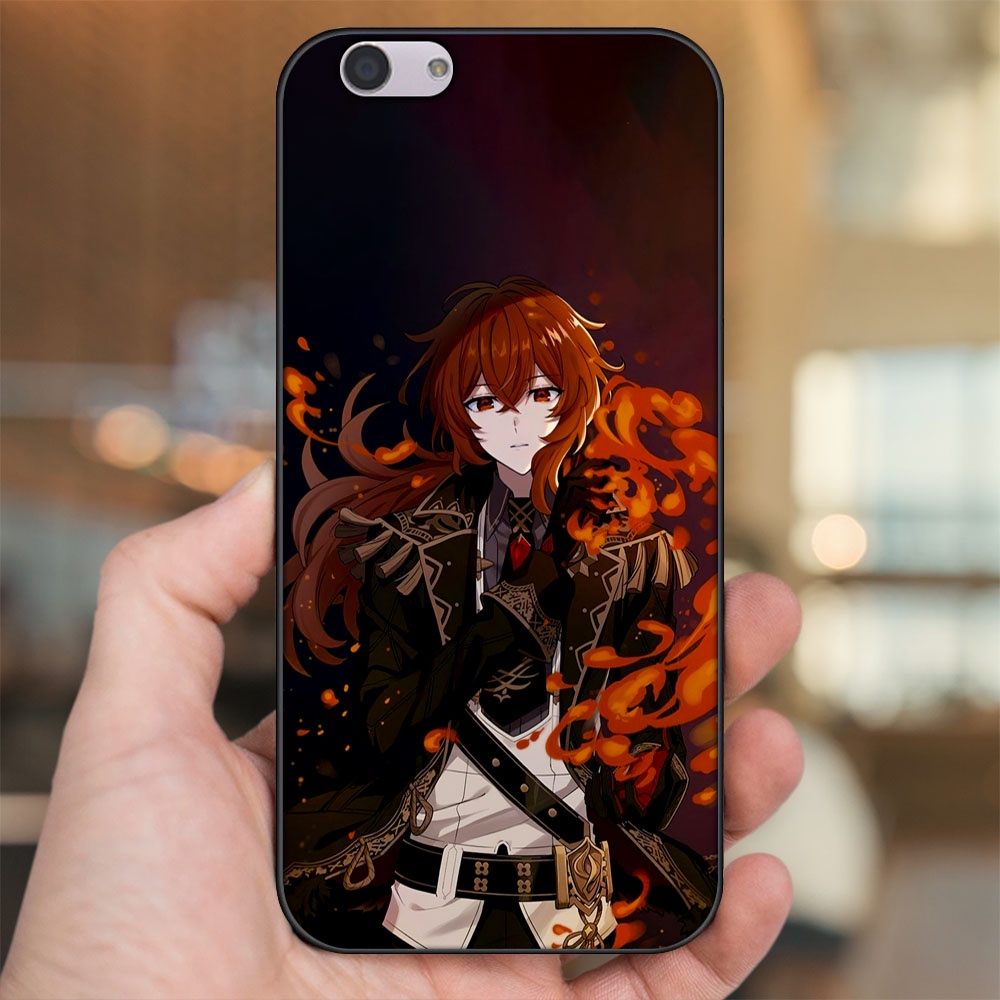 Ốp lưng Oppo F1s, F3, F3 Plus viền đen in hình Diluc Genshin Impact