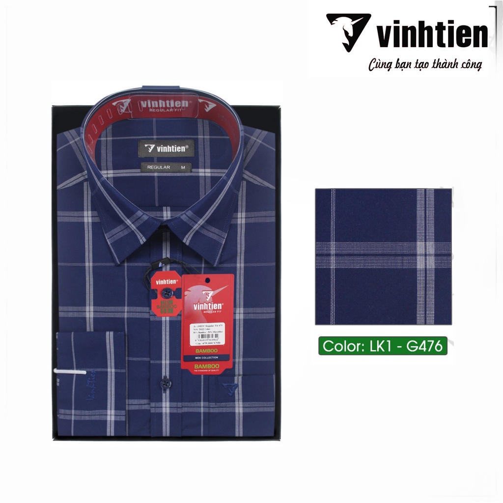 Áo Sơ Mi Dài Tay Bamboo Dáng Regular- Vạt Ngang Vĩnh Tiến G476