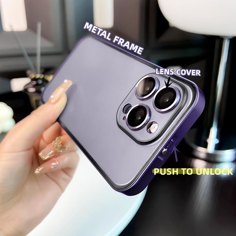 Ốp Điện Thoại Cứng Khung Nhôm Từ Tính Sang Trọng Cho iphone 14 pro max 12 13 pro max 14 Plus