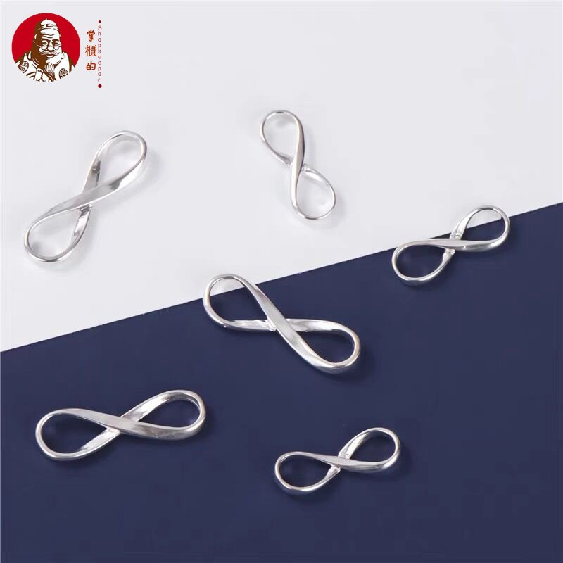 Nhẫn Bạc 925 Hai Lớp Hình Số 8 Dùng Làm Vòng Tay / Dây Chuyền DIY