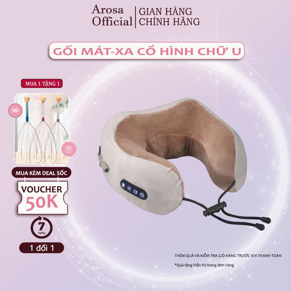 Gối Matxa Cổ Vai Gáy Chữ U, Gối Mát Xa Hồng Ngoai, Massage Giảm Đau Nhức, Trị Liệu Thư Giãn