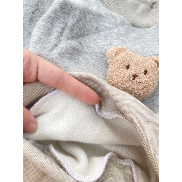 Áo gấu nỉ bông cổ cao phong cách hàn cho bé