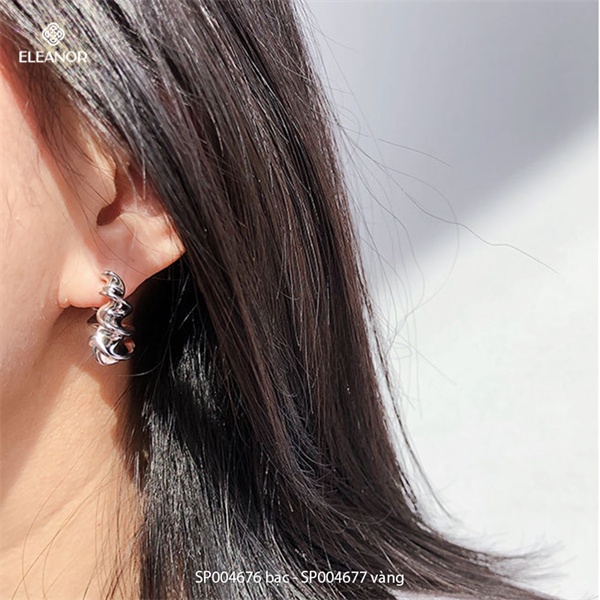 Bông tai nữ chuôi bạc 925 Eleanor Accessories vòng xoắn cá tính phụ kiện trang sức 4676
