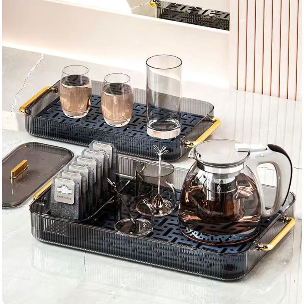 Khay Nhựa Vuông Khay Đựng Ấm chén có thoát nước Khay đựng hoa quả Sang Trọng