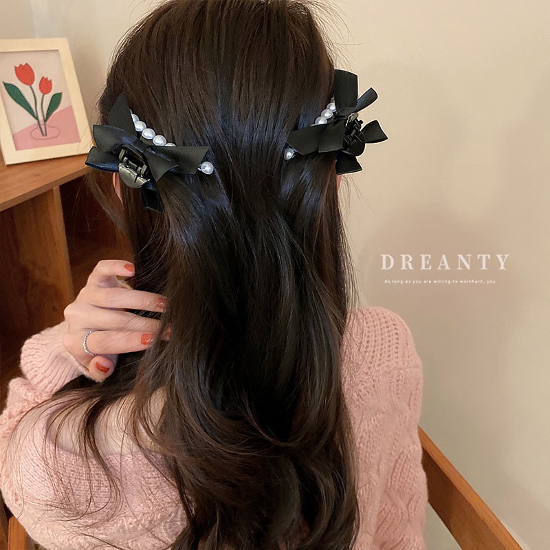 Kẹp Tóc Hình Nơ Đính Ngọc Trai Thời Trang Hàn Quốc