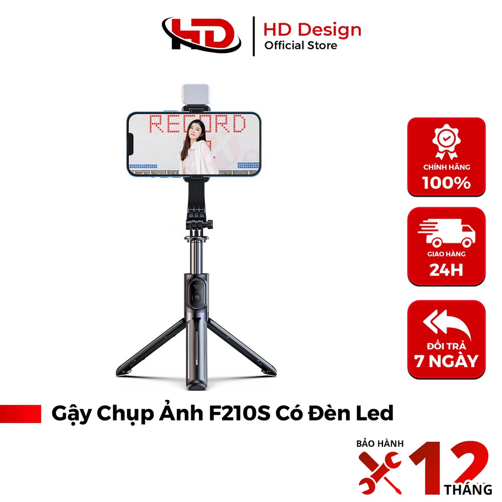 Gậy Chụp Ảnh 3 Chân Có Đèn Led Trợ Sáng F210S - Có Remote Điều Khiển Từ Xa - Chụp Ảnh Mọi Góc Độ