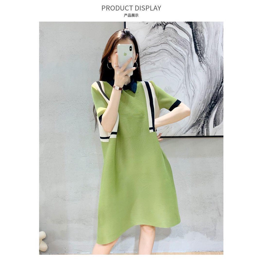Đầm POLO Tay Ngắn Xếp Ly Dáng Ôm Thời Trang Mùa Hè 2022 Kích Thước Lớn Phong Cách Mới Cho Nữ