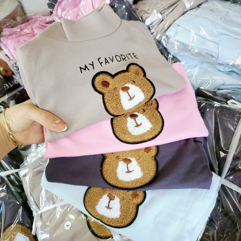 Áo Gấu Cổ Lọ Cho Bé Trai Bé Gái Size 8-17kg