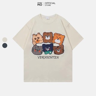 Áo thun nữ form rộng Guguno cotton 100% tiêu chuẩn hàng xuất khẩu cổ tròn in basic