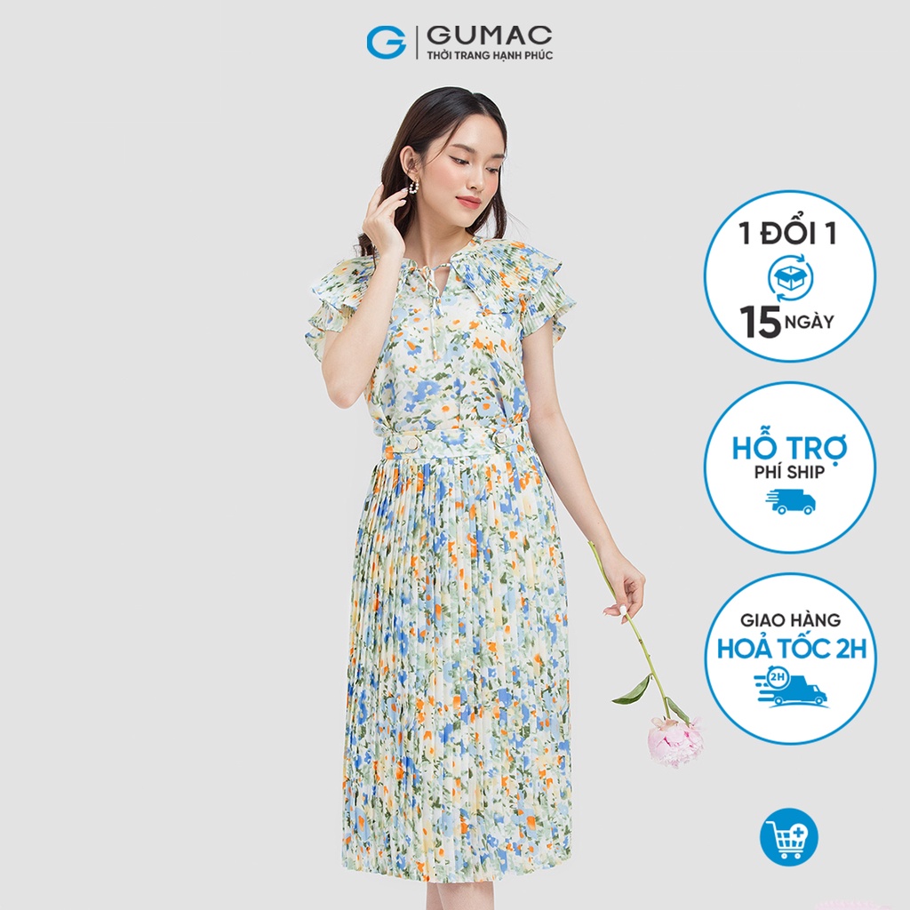 Chân váy hoa dập ly VC05079 thời trang GUMAC