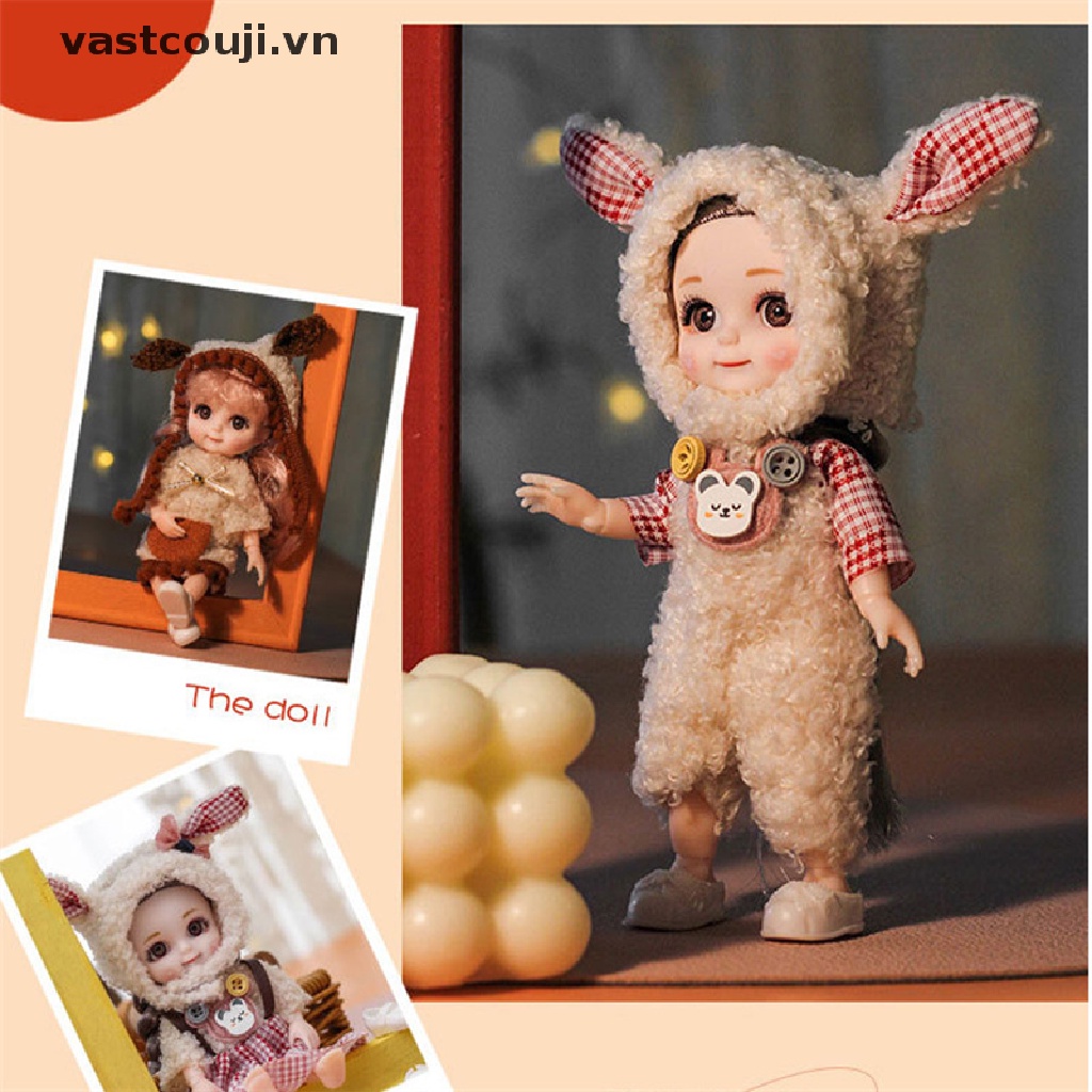 Búp Bê VASTJI Mặc Đồ Tai Thỏ 17CM Dễ Thương