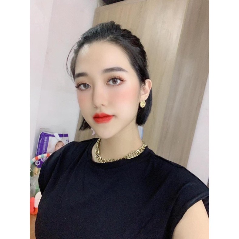 Vòng cổ choker thương hiệu CD xích bản to mạ vàng VCH49