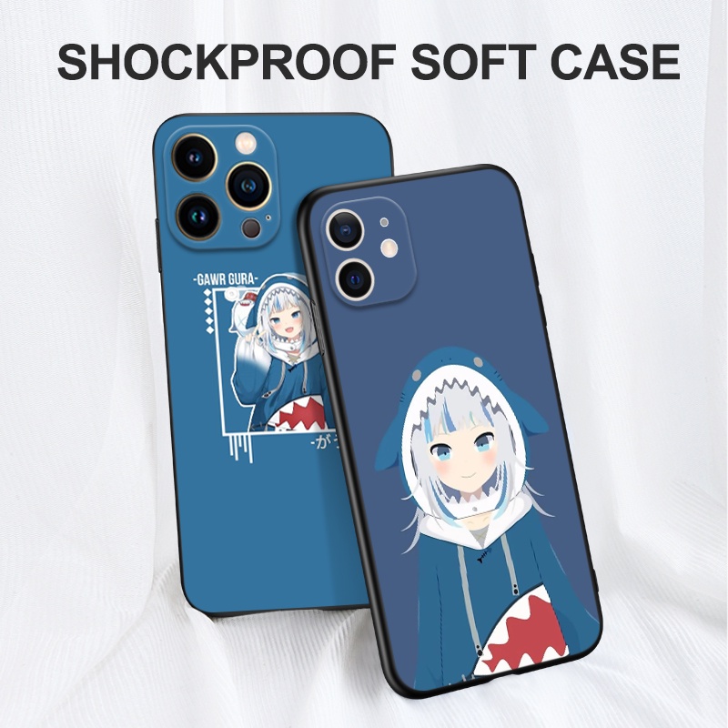 Ốp Điện Thoại tpu Màu Đen In Họa Tiết Hoạt Hình Gawr Gura Cho iphone 5s 5 s SE 2020 2016 6s 6 s 7 8 plus