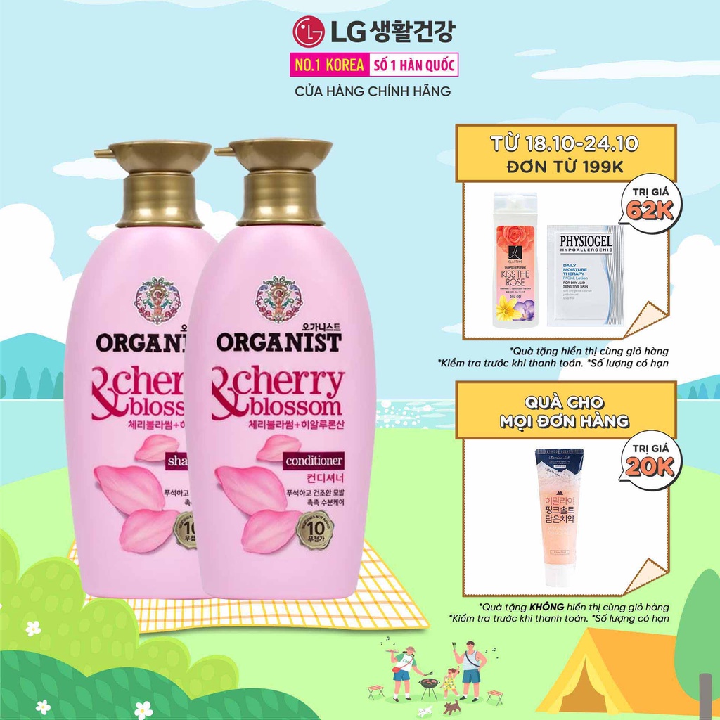 Bộ Đôi Dầu Gội Xả Organist chiết xuất từ Hoa Anh Đào Dành cho tóc Khô rối 550ml x2