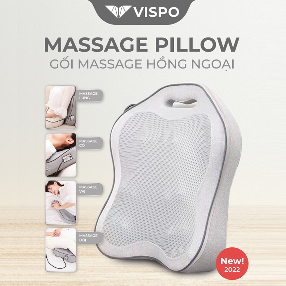 Gối Massage Cổ Vai Gáy 8 Bi Hồng Ngoại Đa Năng Máy Massage Lưng - Bảo hành 12 tháng