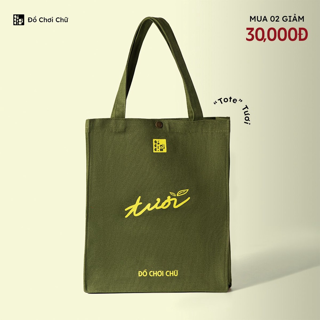 Túi Tote "Tươi" Xanh Lá Cây Unisex đựng vừa lap 15.6 inch
