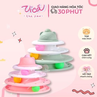 Đồ chơi tháp banh cho mèo - Tháp banh 3 tầng