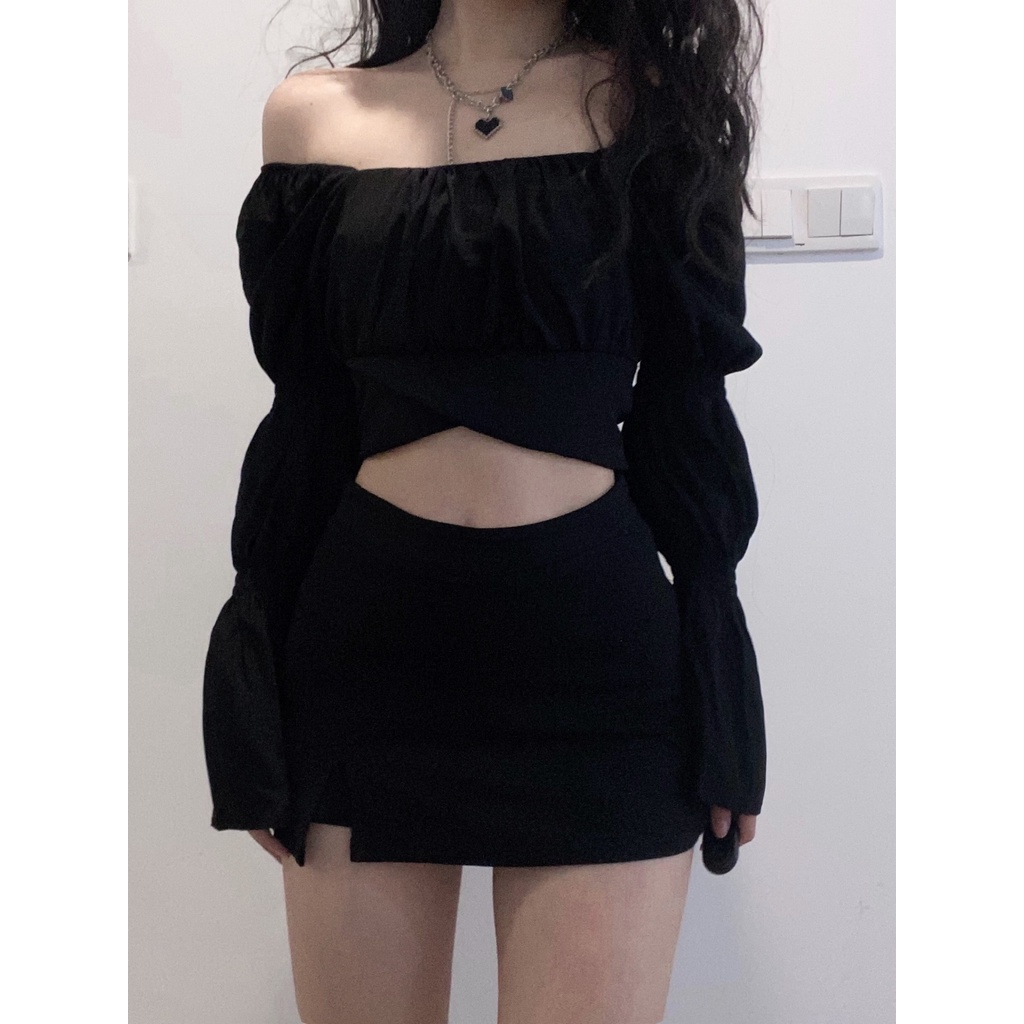 - MUA Ở GIỎ LIVE ĐỂ ÁP MÃ) Quà tặng sinh nhật,bạn gái,cho nữ,tết Áo croptop trễ vai thắt nơ tiểu thư