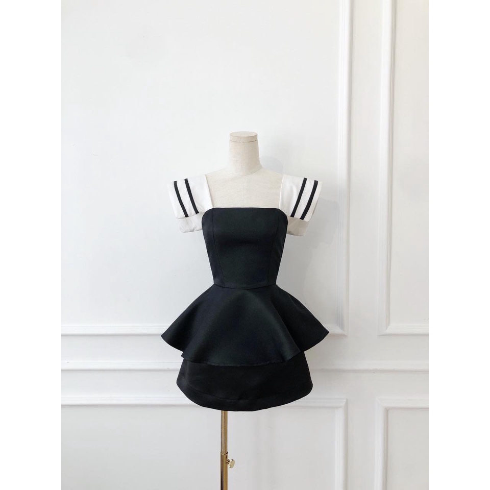 [HÀNG THIẾT KẾ CAO CẤP] Áo Peplum Cổ Vuông Chít Eo Tôn Dáng Màu Đen