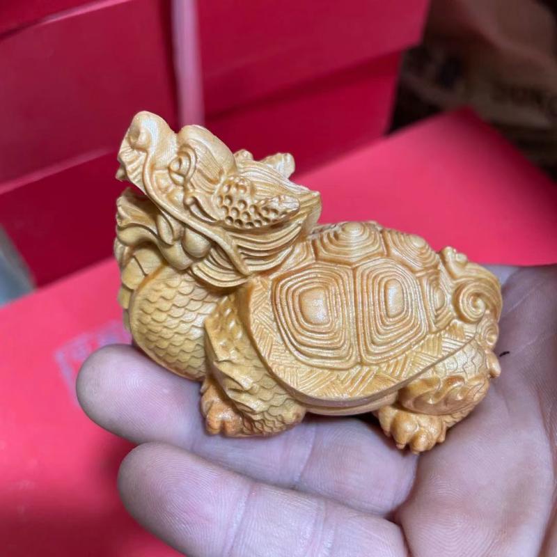Tượng Gỗ Chạm Khắc Hình Đầu Rồng / Rùa May Mắn Chạm Khắc Thủ Công Tinh Xảo Trang Trí Nhà Cửa / Văn Phòng Woo