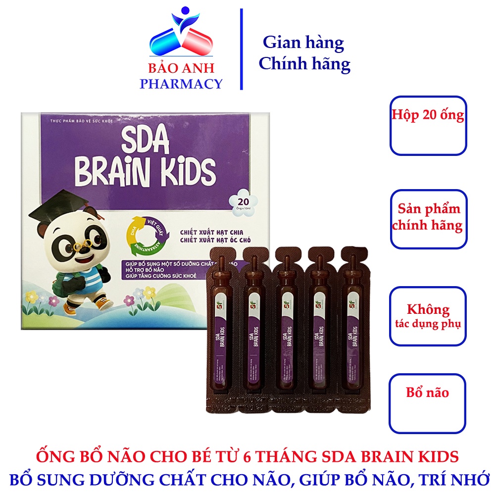 SDA BRAIN KIDS – Bổ não cho bé dạng nước, chứa DHA, Chiết xuất Hạt chia, Hạt óc chó hỗ trợ tăng cường trí não – H20 ống