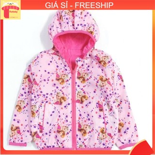 Áo khoác gió cho bé gái 4-10 tuổi 2 lớp in hình xuất Hàn, Áo gió trẻ em cao cấp lót lưới hình ngộ nghĩnh