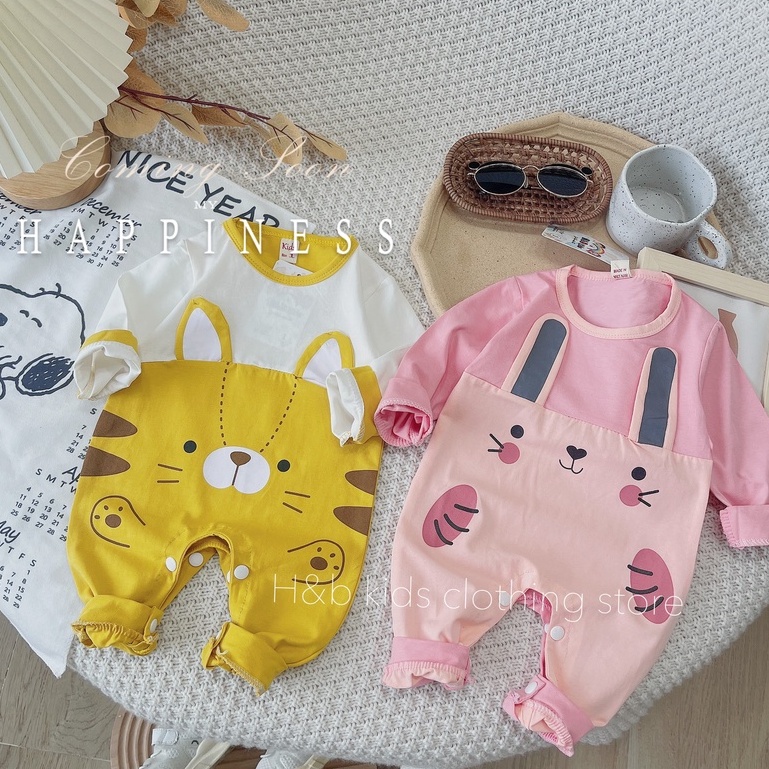 Body Dài Chất Cotton In Hình Động Vật Siêu Cưng Cho Bé Trai Bé Gái