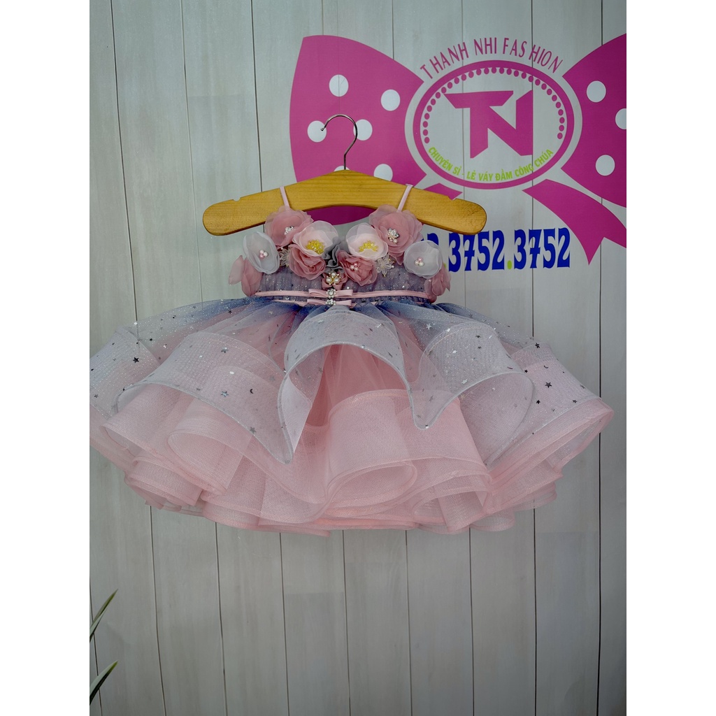 Váy Công Chúa Size Mẹ và Bé đen loang hồng hoạ tiết sao xinh xắn - hàng Thiết Kế Cao Cấp - Váy Bé Gái TN181022