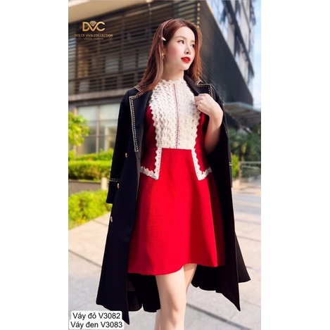 V3083 váy dáng vest màu đen