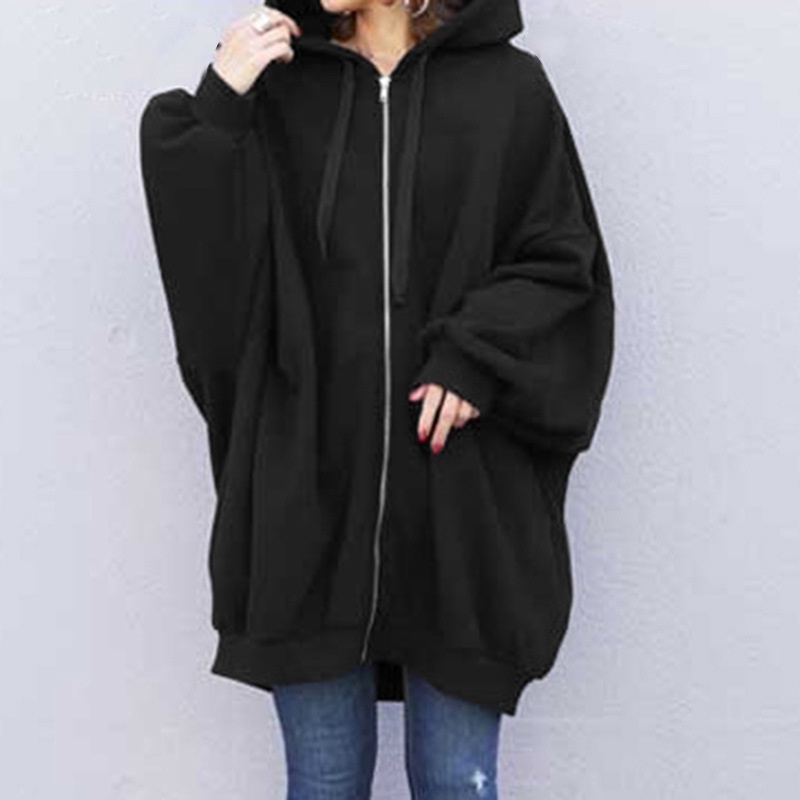 Mới Áo Hoodie Nữ Dáng Rộng Màu Trơn Thời Trang