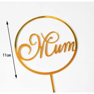 Topper mica 1 vòng tròn Mum vàng