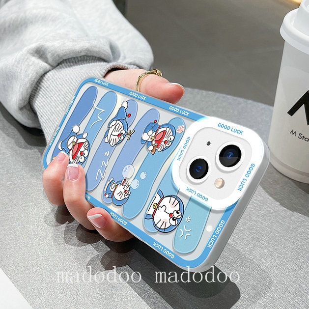 OPPO A76 A96 A54 A15 A16 A15S A53 A33 A52 A72 A92 A31 A77S A57 2022 A77 A55 A74 A95 A94 A93 A16S A16K A16E A1K A3S A9 A5 2020 A7 A5S A12 A11K Reno 8Z 7Z 4F 5F 8 5 4G 5G F11 F9 Reno6 Cute Cartoon Doraemon Label Clear Soft Phone Case Full Back Cover STD 32