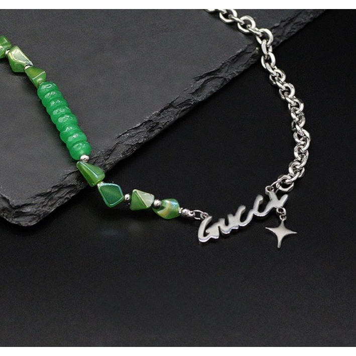 Vòng cổ nam nữ titan màu bạc ngọc LOKI độc đáo cá tính phong cách đường phố - Dây Chuyền chuỗi G Chain