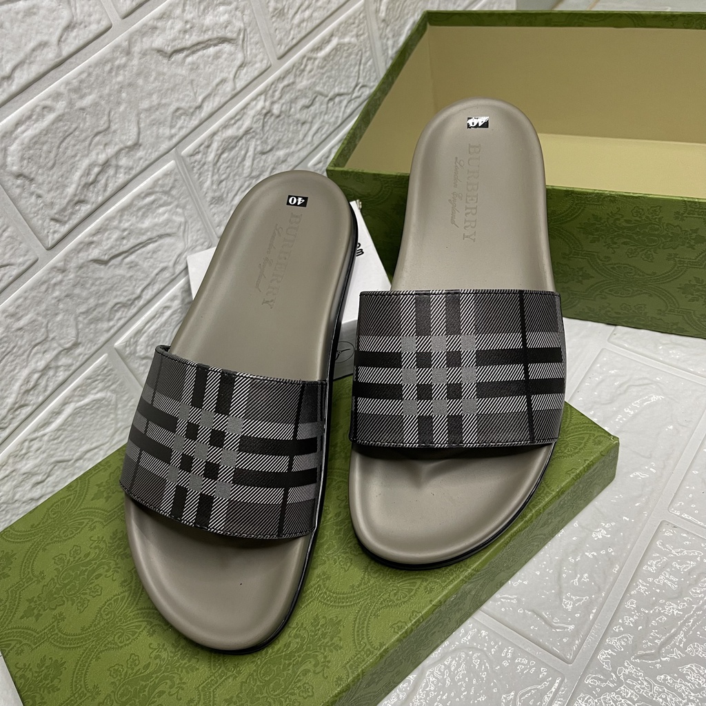 Dép Burberry cao cấp đế cao su non cực tôn dáng , dép quai ngang unisex nam nữ 2022